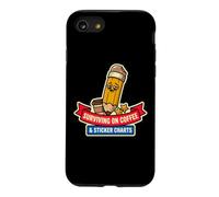 Surviving on Coffee and Stickers Charts Funny Teacher School Coque pour iPhone SE (2020) / 7/8