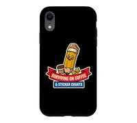 Surviving on Coffee and Stickers Charts Funny Teacher School Coque pour iPhone XR