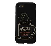 Surviving on Coffee Calendrier Blocs Humour Enseignant Fantôme Coque pour iPhone SE (2020) / 7/8