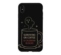 Surviving on Coffee Calendrier Blocs Humour Enseignant Fantôme Coque pour iPhone XS Max