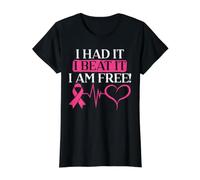 Survivor du Cancer du Sein I Had It I Beat It I Am Free T-Shirt Graphique avec Valeur, Femme, Noir, M