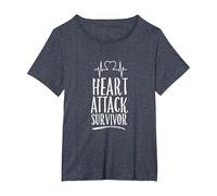 Survivor Heart Attack Survivor Heart Surgery Survived Infarct T-Shirt, Femme Grandes Tailles, Bleu Chiné, 1X