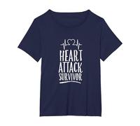 Survivor Heart Attack Survivor Heart Surgery Survived Infarct T-Shirt, Femme Grandes Tailles, Bleu Marine, 1X
