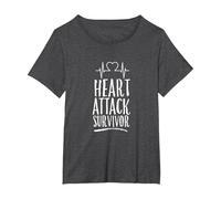 Survivor Heart Attack Survivor Heart Surgery Survived Infarct T-Shirt, Femme Grandes Tailles, Chiné Foncé, 2X