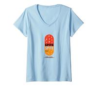 Survivre purement par dépit : Art Quotidien des pilules vitaminées T-Shirt avec Col en V, Femme, Bleu Céleste, L