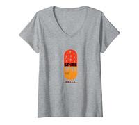 Survivre purement par dépit : Art Quotidien des pilules vitaminées T-Shirt avec Col en V, Femme, Gris Chiné, L