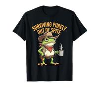 Survivre Uniquement par dépit Funny Frog Sarcastic T-Shirt