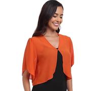 SURVODJA Cardigan court en mousseline de soie pour femme - Léger - Boléro à manches courtes pour robe, Orange, Medium