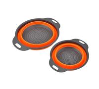 Surwin 2PC Passoire Pliable, Silicone Passoire Cuisine,Compacte Passoire Cuisine Pliable, Passoire Retractable Passoire Pates, Portable Panier de Fruits, Cuisine Usage Domestique (2 pièces,Orange)