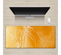 Surwin 3D Marbre Tapis de Souris Gamer avec Bords Surpiqués et Base en Caoutchouc Antidérapante Grand sous Main Bureau pour Clavier et Souris Mouse Pad pour Gaming (300x800mm,Jaune Doré)