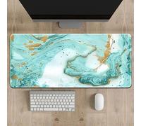 Surwin 3D Marbre Tapis de Souris Gamer avec Bords Surpiqués et Base en Caoutchouc Antidérapante Grand sous Main Bureau pour Clavier et Souris Mouse Pad pour Gaming (400x800mm,Cyan)
