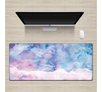 Surwin 3D Marbre Tapis de Souris Gamer avec Bords Surpiqués et Base en Caoutchouc Antidérapante Grand sous Main Bureau pour Clavier et Souris Mouse Pad pour Gaming (300x700mm,Violet Clair)