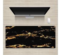 Surwin 3D Marbre Tapis de Souris Gamer avec Bords Surpiqués et Base en Caoutchouc Antidérapante Grand sous Main Bureau pour Clavier et Souris Mouse Pad pour Gaming (300x700mm,Noir C)