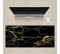 Surwin 3D Marbre Tapis de Souris Gamer avec Bords Surpiqués et Base en Caoutchouc Antidérapante Grand sous Main Bureau pour Clavier et Souris Mouse Pad pour Gaming (300x800mm,Noir A)