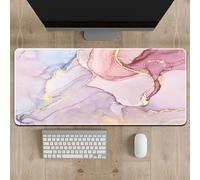 Surwin 3D Marbre Tapis de Souris Gamer avec Bords Surpiqués et Base en Caoutchouc Antidérapante Grand sous Main Bureau pour Clavier et Souris Mouse Pad pour Gaming (300x800mm,Rose Clair)