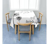 Surwin 3D Nappe Carrée, Nappe Rectangulaire Imprimé Anti Tache - Effet Lotus, Lavable Housse de Table en Polyester pour Maison, de Restaurant, de Café et Jardin (Blanc,200x200cm)