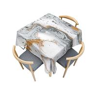 Surwin 3D Nappe Carrée, Nappe Rectangulaire Série Marbre Anti Tache - Effet Lotus, Lavable Housse de Table en Polyester pour Maison, de Restaurant, de Café et Jardin (Gris 1,120x120cm)