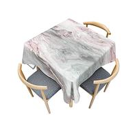 Surwin 3D Nappe Carrée, Nappe Rectangulaire Série Marbre Anti Tache - Effet Lotus, Lavable Housse de Table en Polyester pour Maison, de Restaurant, de Café et Jardin (Rose Sable mouvant,120x120cm)