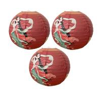 Surwin 3Pcs Lanternes Papier, 30cm Festival de Mi-Automne Lanternes en Papier à Suspendues, Boule Ronde Abat-Jour, Lanterne Decorative pour Intérieurs Extérieurs Nouvel (Rose)