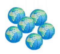 Surwin 6pcs Lanternes Papier, Lanternes en Papier à Suspendues, Boule Ronde Abat-Jour, Lanterne Decorative pour Intérieurs Extérieurs, Festival de Mi-Automne Planète (Terre 30cm)