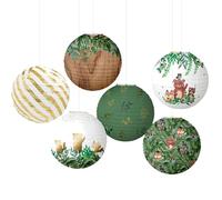 Surwin 6pcs Lanternes Papier, Lanternes en Papier à Suspendues, Boule Ronde Abat-Jour, Lanterne Decorative pour Intérieurs Extérieurs (25cm,Animaux de la forêt)