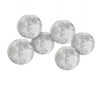 Surwin 6pcs Lanternes Papier, Lanternes en Papier à Suspendues, Boule Ronde Abat-Jour, Lanterne Decorative pour Intérieurs Extérieurs, Festival de Mi-Automne Planète (Lune 25cm)