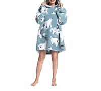 Surwin Animal Kawaii Sweat à Capuche Surdimensionné Long Chaude et Doux Polaire Confortable Couverture à Capuche Portable avec Poche pour Adulte Femme Homme