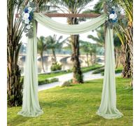 Surwin Arc de Mariage Drapage Mariage Arche Tenture Tissu en Mousseline de Soie Toile de Fond Rideau Tulle pour Mariages fête en Mousseline de Soie Arc Rideaux Onirique (Gris Vert,75x180cm(6FT))
