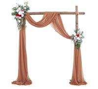 Surwin Arc de Mariage Drapage Mariage Arche Tenture Tissu en Mousseline de Soie Toile de Fond Rideau Tulle pour Mariages fête en Mousseline de Soie Arc Rideaux Élégant (Brun,75x600cm(20FT))