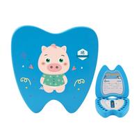 Surwin Boîte à Dents de Lait Garçon Fille, Zodiaque Chinois Bois Souvenir de Boîte, Organisateur De Rangement Pour Les Dents De L’Enfant Accumulation de Dents Cadeau Cadeau de Naissance Bebe (Cochon)