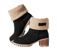 Surwin Bottes Hiver Femme Classic, Femme Bottines Chaussure Chaud Botte Courte Confortable Casual Chaussures Extérieur Antidérapant pour Randonnée Ville Neige 35-43 (911 Noir,36)