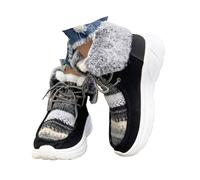 Surwin Bottes Hiver Femme Classic, Femme Bottines Chaussure Chaud Botte Courte Confortable Casual Chaussures Extérieur Antidérapant pour Randonnée Ville Neige 36-43 (Boho noir,37)