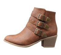 Surwin Bottines Femme Casual Mode Chunky 5.7cm EU 36-43 | Bottes en Cuir PU Classique Confortable Décontractée Bottines d'Automne Hiver avec Semelle Antidérapante pour Quotidien