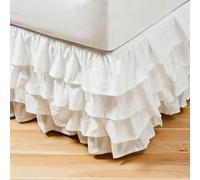 Surwin Cache-Sommiers 100x200 cm Jupe de lit à Volants Blanc, Cache Sommier Jupe de Lit Robuste et Élastique Style Enveloppant, 45cm de Hauteur | Facile a Mettre et à enlever