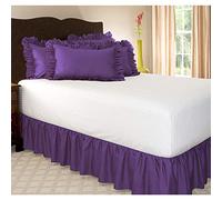 Surwin Cache-Sommiers Jupe de lit à Volants, Jupe de Lit Élastique Dentelle Robuste et élastique Microfibre Style Enveloppant Facile a Mettre et à Enlever, Jupe de lit (150x200x45cm,Violet)