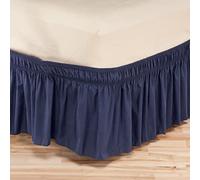 Surwin Cache-Sommiers Jupe de lit à Volants Jupe de Lit Élastique Dentelle Robuste et élastique Microfibre Style Enveloppant Facile a Mettre et à Enlever, Jupe de lit (Bleu Marine,100x200x38cm)