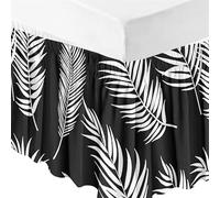 Surwin Cache-Sommiers Jupe de lit à Volants Plante Jupe de Lit Élastique Dentelle Robuste et élastique Microfibre Style Enveloppant Facile a Mettre et à Enlever Jupe de lit (135x200x38cm,Noir)