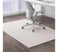 Surwin Carrée Tapis Chaise de Bureau Auto-Adhésive, Antidérapant Tapis de Sol Bureau Tissu, Protection Sol Chaise Gaming pour Protection en Carrelage, Plancher de Bois (Beige,80x80cm)