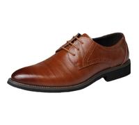 Surwin Chaussures Habillées pour Homme, Chaussures Ville à Lacets Classic en PU Cuir EU 38-48 Derby Entreprise Élégant Confortable Antidérapant pour Affaire Bureau Soirée (Marron G,42)
