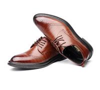 Surwin Chaussures Habillées Ville Classiques en Cuir Oxford, Homme Entreprise à Lacets et Derbies Confortable et Design Antidérapant pour Le Bureau, Chaussures d'affaires (Marron,39)
