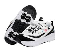 Surwin Chaussures roulettes Enfant, Fleur Broderie Chaussures de Skateboard Fille Garçon avec 4 Roues Basket à roulettes 2 en 1 Sneakers Roller Respirant Skateboarding Shoes (Noir,37)