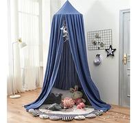 Surwin Ciel de Lit pour Bébé Enfants, Moustiquaire Ronde Rideau Baldaquin Dôme Princesse Tente de Lit, Dressing Maison de Lecture Maison de Jeux Décoration Chambre d'enfant Filles - Bleu Royal
