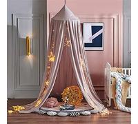 Surwin Ciel de Lit pour Bébé Enfants, Moustiquaire Ronde Rideau Baldaquin Dôme Princesse Tente de Lit, Dressing Maison de Lecture Maison de Jeux Décoration Chambre d'enfant Filles - Rose