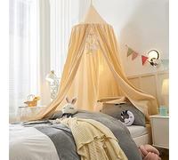 Surwin Ciel de Lit pour Bébé Enfants, Moustiquaire Ronde Rideau Baldaquin Dôme Princesse Tente de Lit, Dressing Maison de Lecture Maison de Jeux Décoration Chambre d'enfant Filles - Kaki