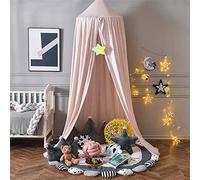Surwin Ciel de Lit pour Bébé Enfants, Moustiquaire Ronde Rideau Baldaquin Dôme Princesse Tente de Lit, Dressing Maison de Lecture Maison de Jeux Décoration Chambre d'enfant Filles - Rose Clair