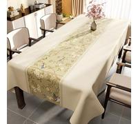 Surwin Classique Nappe en Toile cirée Imperméable, Nappes PVC Extérieur Lavable, Style Chinois Nappe Rectangulaire, Linge de Table Anti Tache pour Jardin, Fête, Mariage (Vert,140x220cm)