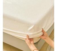 Surwin Couleur Unie Drap Housse avec Bonnet 25 cm, Flanelle Draps Housses Doux, Surmatelas Ajustable, Housse Matelas Doux pour la Peau, Protege Matelas avec Une Rebord Élastique (Blanc,90x200cm)