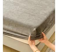 Surwin Couleur Unie Drap Housse avec Bonnet 25 cm, Flanelle Draps Housses Doux, Surmatelas Ajustable, Housse Matelas Doux pour la Peau, Protege Matelas avec Une Rebord Élastique (Gris,120x200cm)