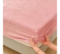 Surwin Couleur Unie Drap Housse avec Bonnet 25 cm, Flanelle Draps Housses Doux, Surmatelas Ajustable, Housse Matelas Doux pour la Peau, Protege Matelas avec Une Rebord Élastique (Rose,200x220cm)