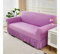 Surwin Couleur Unie Housse de Canapé 1 2 3 4 Place avec Accoudoirs et Jupe Extensible Protection Canapé Chat Chien Housse canapé Lavable Housse de Protection Antidérapant (Violet Clair,2 Places)